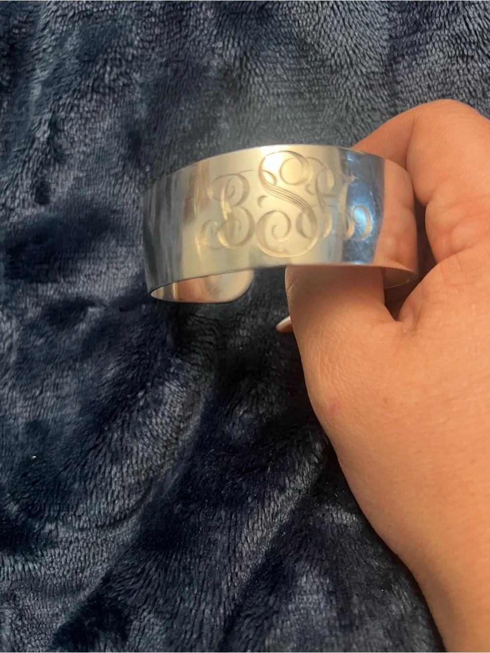 Monogram Wide Cuff Sterling Silver Vintage S. Kirk & Son Bracelet.